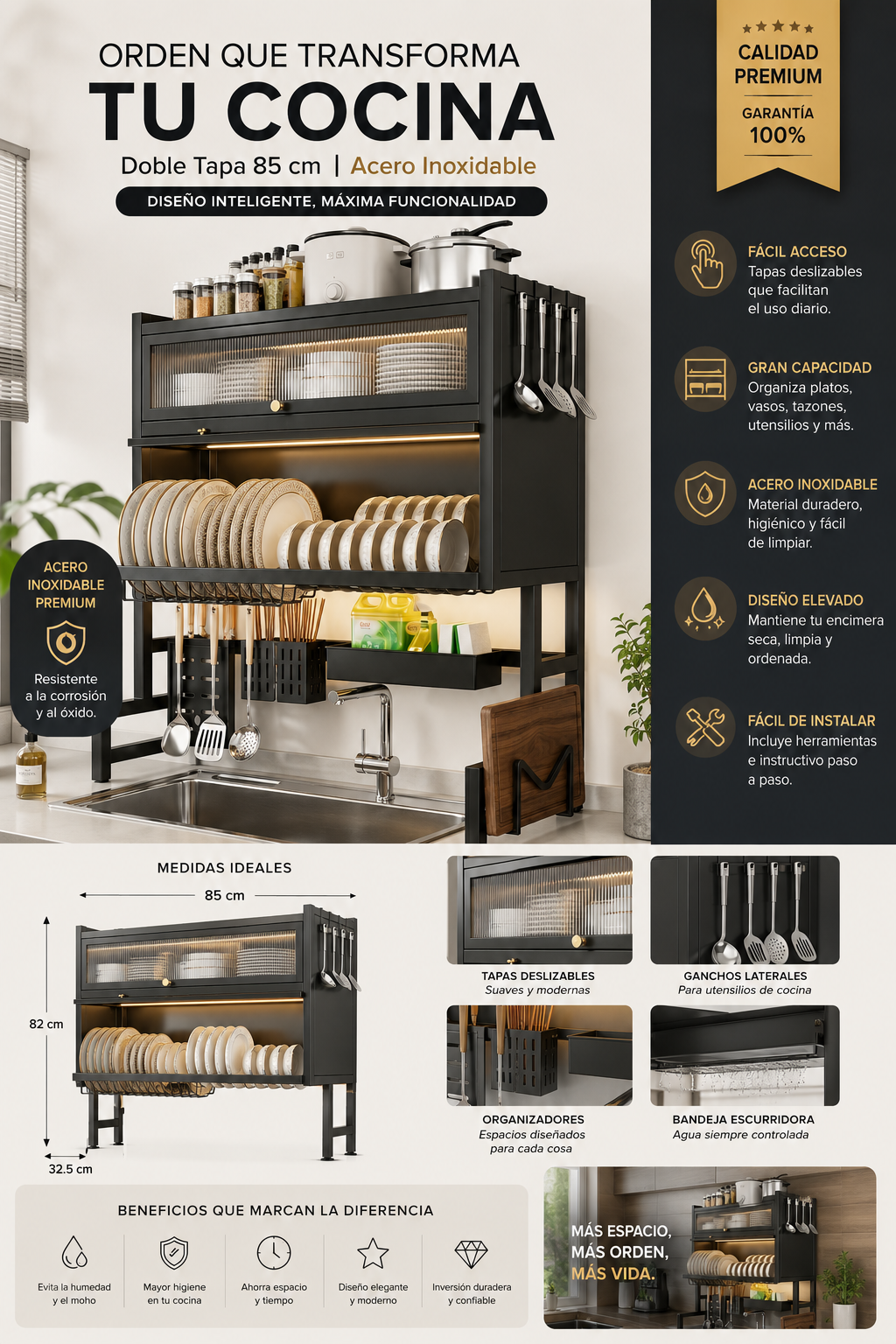ESCURRIDOR DOBLE TAPA 85 CM