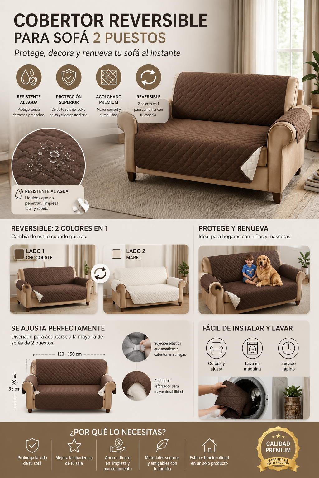 COBERTOR PARA SOFA 2 PUESTOS