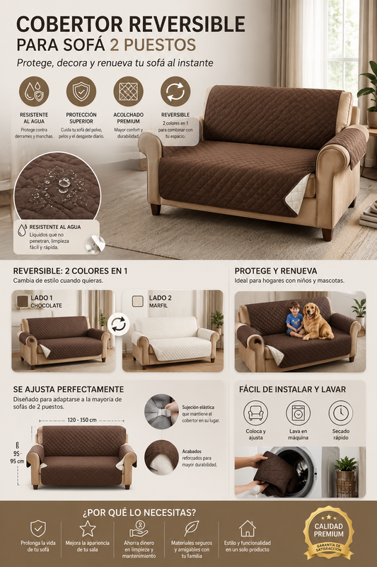 COBERTOR PARA SOFA 2 PUESTOS