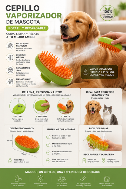 CEPILLO VAPORIZADOR PARA MASCOTAS