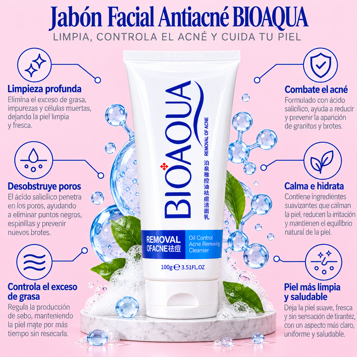 JABÓN FACIAL ANTI ACNE BIOAQUA