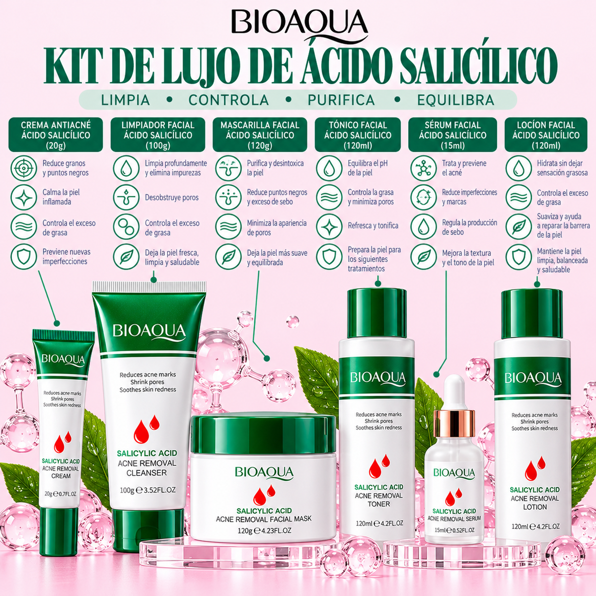 KIT DE LUJO ACIDO SALICILICO BIOAQUA