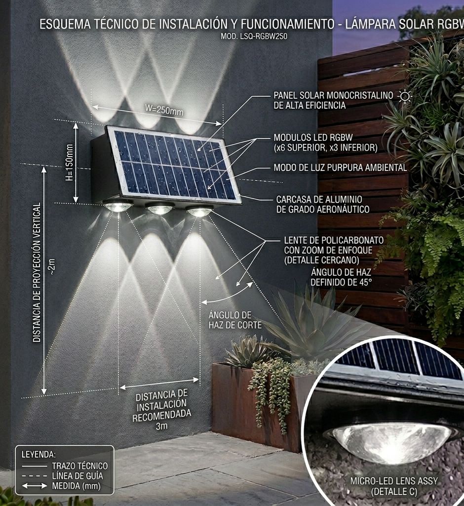 LAMPARA SOLAR RGBW EXTERIOR